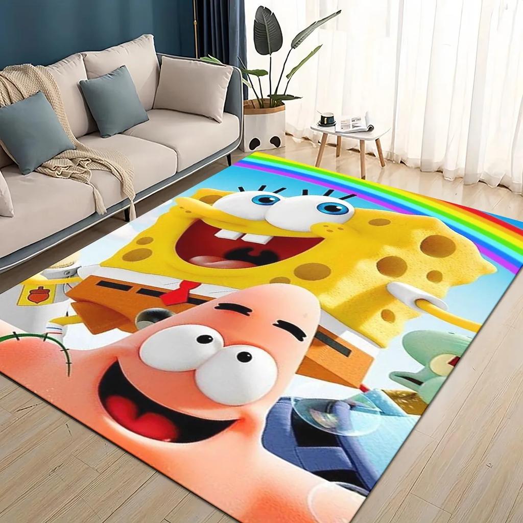 3D Cartoon S-SpongeBob Funny Area Rug,Carpet Rug for Living Room Bedroom Sofa Doormat Decoration,kids Non-slip Floor Mat
