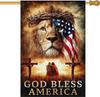 God Bless America Lion of Judah House Ag Double Sided Patriotic Religious Summer Fall Garden Ags Banner for