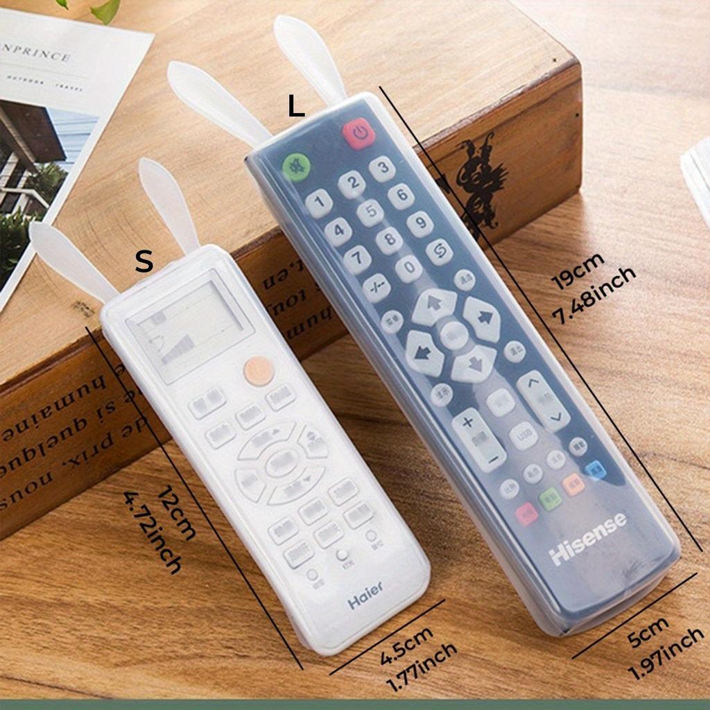 Silikonové ochranné pouzdro, Průhledný kryt na dálkové ovládání, Vhodné pro dálkové ovladače k TV, klimatizaci, s králičími oušky, Prachotěsné ochranné pouzdro