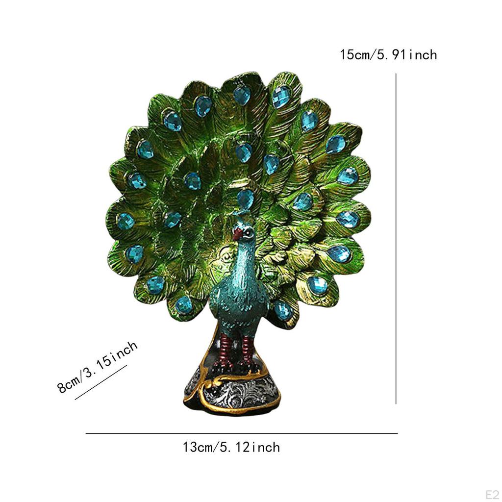 Animal Sculpture of Peacock for Bookshelf and Room Accent