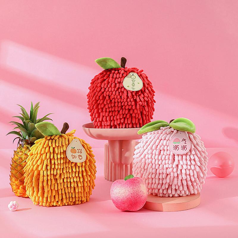 Cute Chenille Hand Towel Kitchen Bathroom Hand Ball With Hanging Loop Quick Drying Soft Absorbent Towel Home Tool