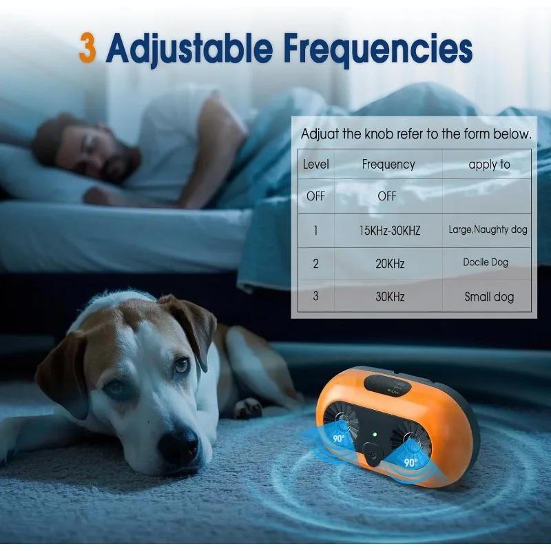 Dog Barking Control Device Sonic Deterrent Rechargeable 3 Mode Settings IP45 Weatherproof Stop Bark Tool for Yard Home