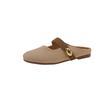 Leather bag head half slippers women can wear new models with skirts in summer, flat Mary Jane shoes, lazy single shoes