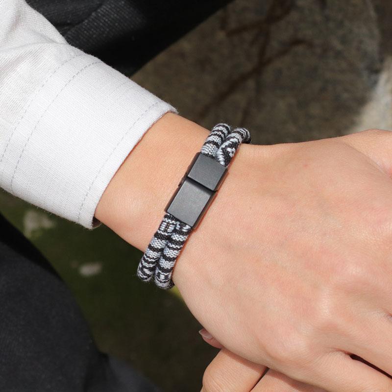 Bohemia Double Layer Rope Bracelet Men Women Handmade Weaven Ethnic Fabric Magnetic Buckle Bangles Stylish Couple Leisure Joias