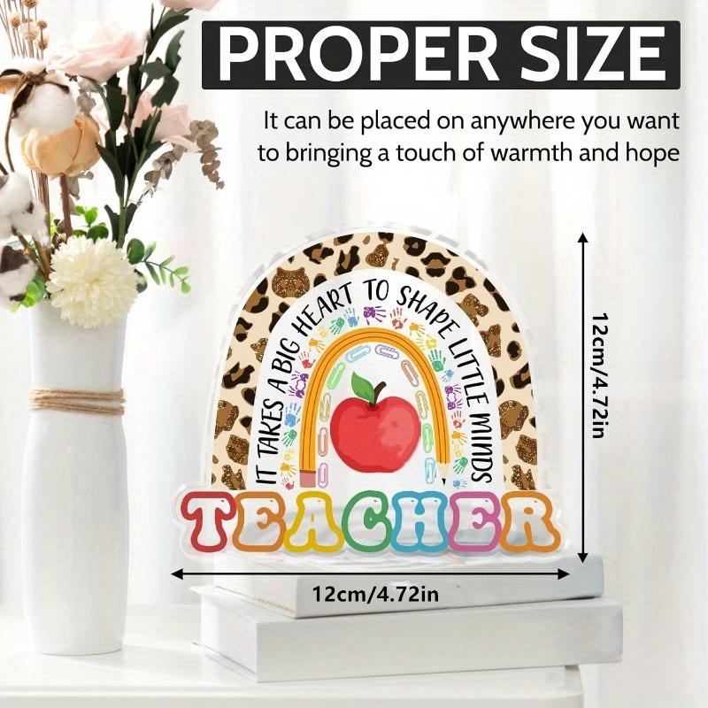 2D Flat Teacher Appreciation Acrylic Block Plaque, Rainbow Design, Suitable for wall decoration, porch, room, villa, accents Home, Hallway, or Workpla