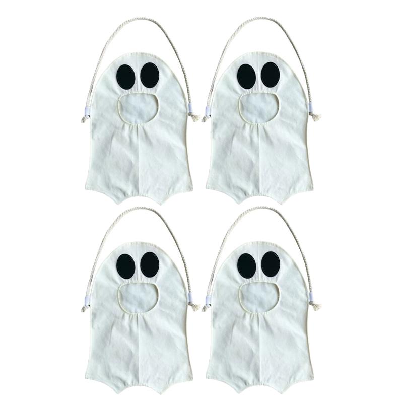 Halloween Ghost Candy Bags with Handles Candy Storage Trick or Treat Tote Reusable Party Favor Gift Bag for Kids