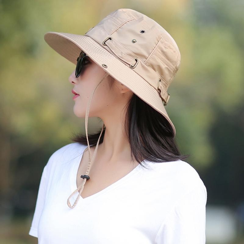 1 stk Caps Fiske Camping Ensfarget Solbøttehatt Sommer Polyester UV-beskyttelse Kvinner