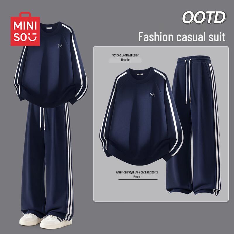 MINISO Unisex Heavyweight Crewneck Sweatshirt and Casual Pants Set