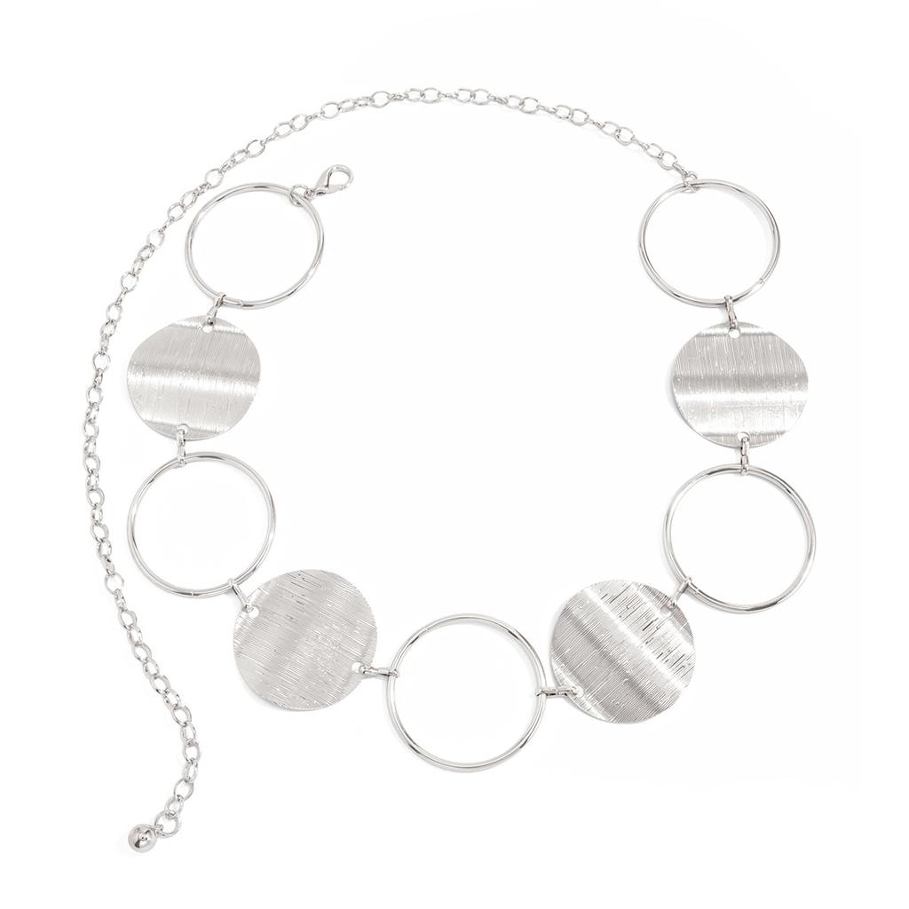 Fashion Retro Metal Ring Splicing Waist Chain Female, Design Sense Brushed Disc Waist Body Chain