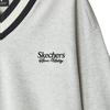 Skechers Sports League Series American Retro Sports Fashion Comfortable V-Neck Letter Long Sleeve Sweatshirt Men Sweatshirt White L324M028-0248