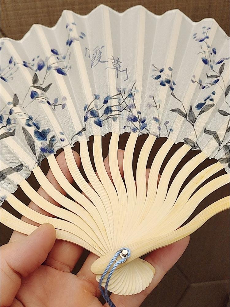 Sommer Klassische Heimdekoration Bambus Handwerk Handarbeiten Geschenk Fotografie Requisite Tanzfächer Faltfächer Handfächer