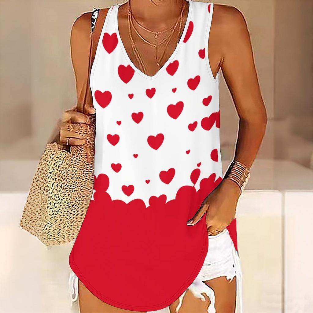 3D Heart Symbol Print Tank Tops for Women Workout Yoga Gym Printed Summer Sport Shirts Plus Size Vests