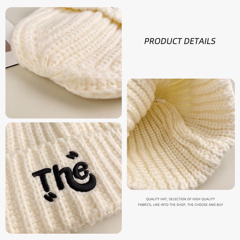 Autumn and Winter Thickened Cold-proof and Warm Cover Head, Ear Protection, Versatile Letter Wool Hat, Women