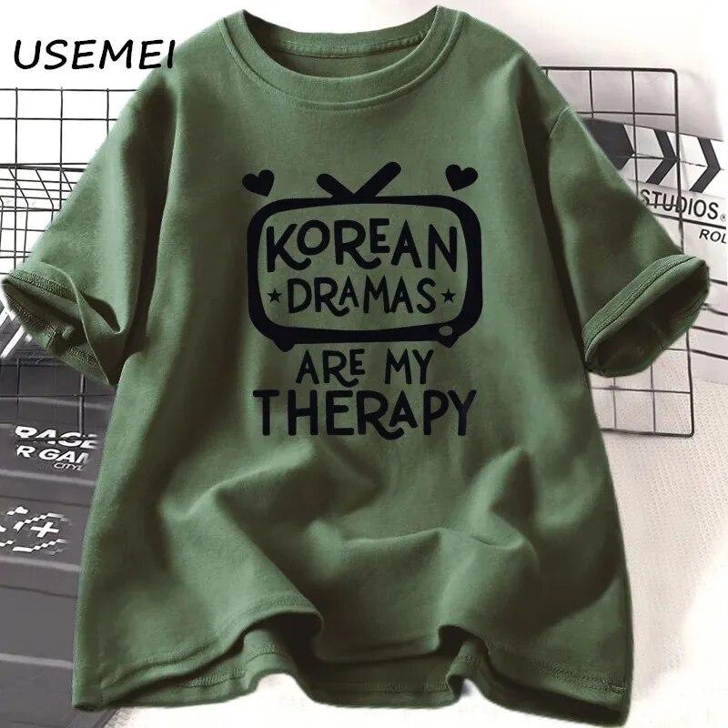 K-Drama T Shirt Women Korea Drama T-Shirt 100% Cotton Short Sleeve Oversized Tshirt Women Streetwear Casual Womens Clothing Tees Unisex