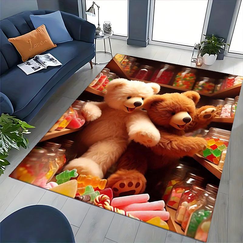 1pc Teddy Bear Jelly Bean Office Chair Mat - Anime Cartoon Design, Non-Slip Carpet for Home Decor, Suitable for All Seasons, Ideal as a Gift or Decora