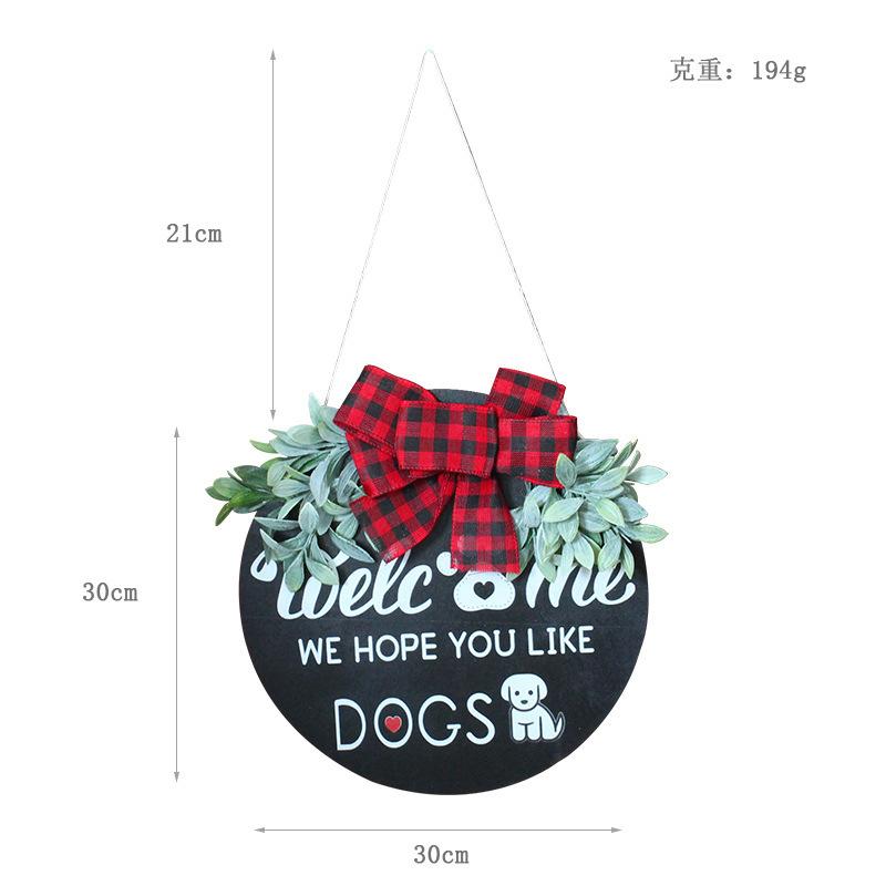 Diy Wooden Round House Plate Plaid Bow Listing Home Wall Welcome Decoration Wreath Door Decoration