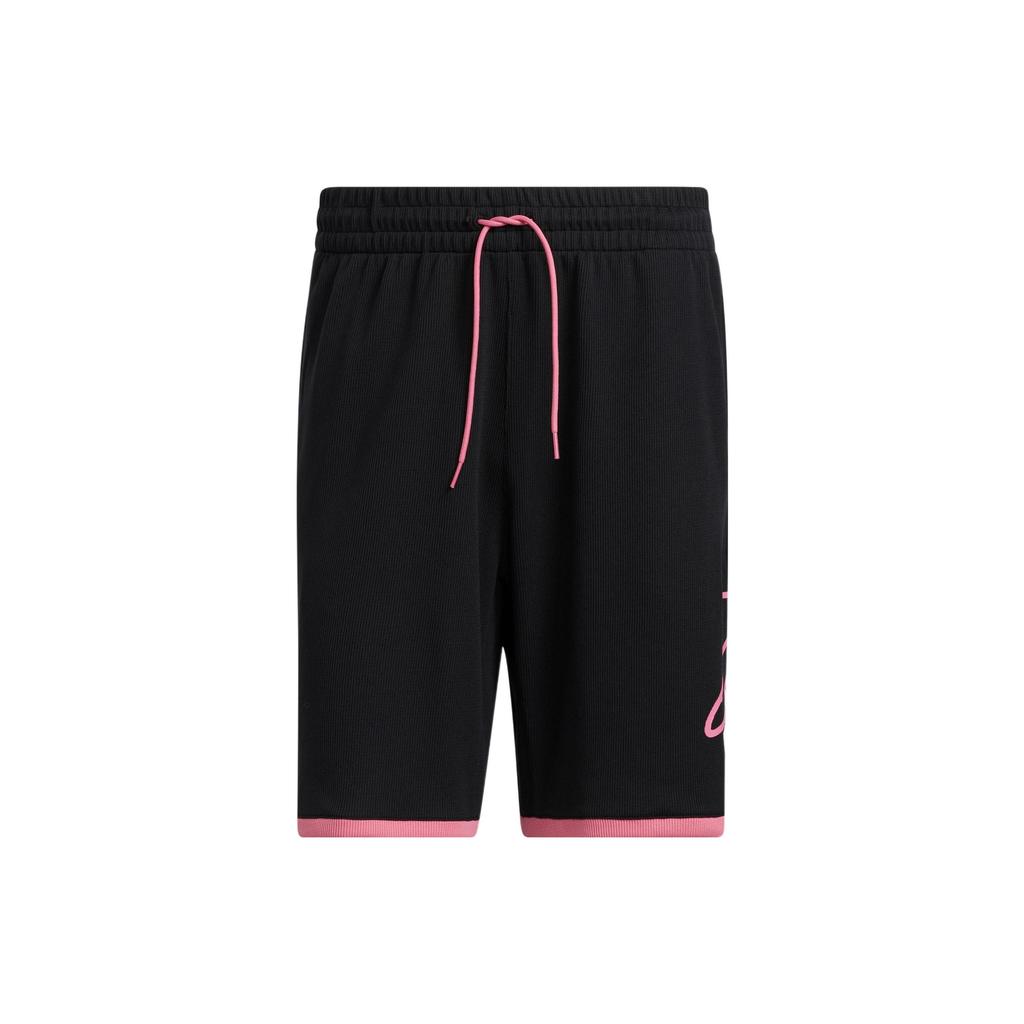 Adidas Dame Dolla Extply Sports Shorts With Pink Stripe Trim And Logo Print Men Shorts Black HB7885