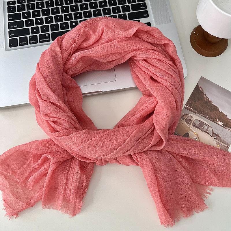 Autumn and winter scarf women's new versatile long solid color high-end scarf warm scarf shawl silk scarf