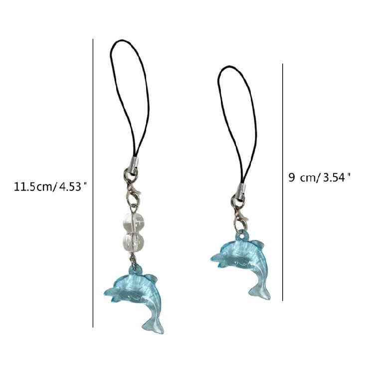 Elegant Blue Dolphin Phone Chain Charm Ornament Personalized Keyring Accessory