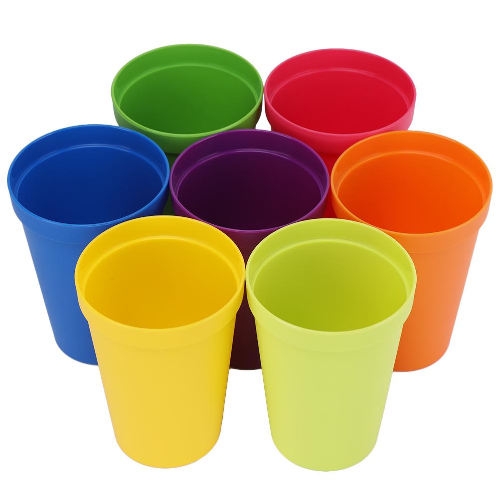 7PCS Break Proof Reusable PP Cups, Dishwasher Safe Shatterproof Plastic Tumblers, Stackable Stadium Cups with Storage Cup, for Water   Soda Partie