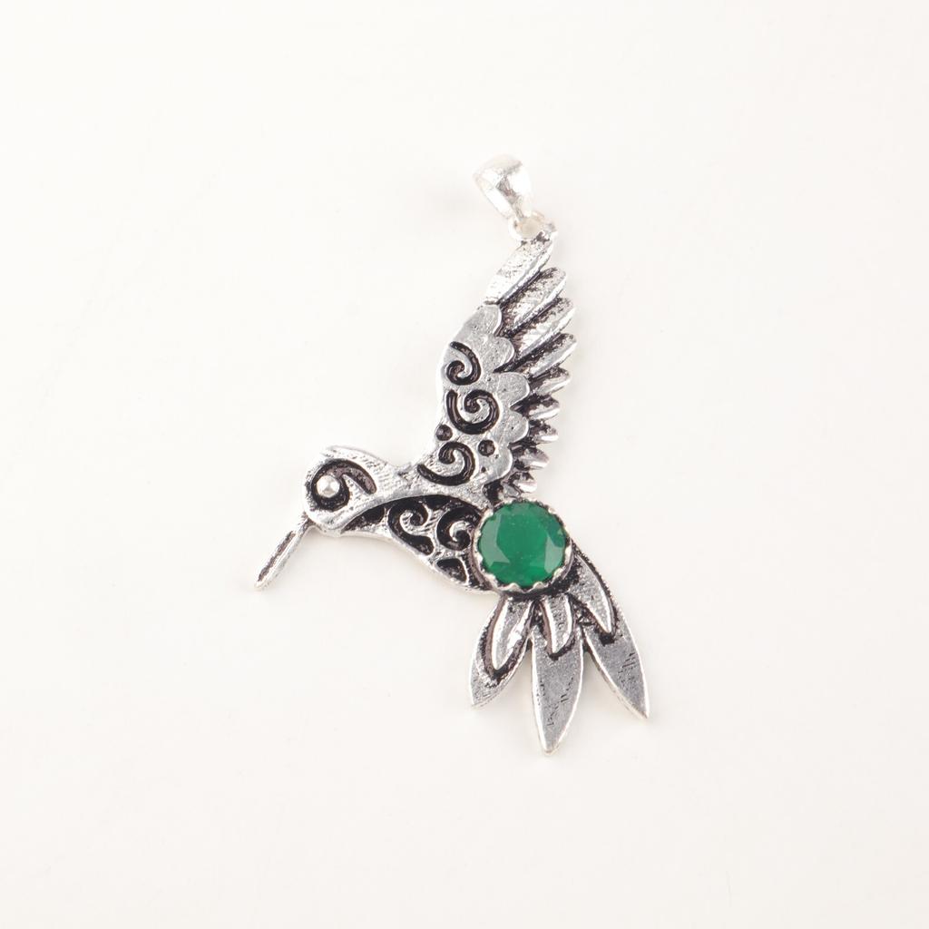 Green Onyx Gemstone 925 Sterling Silver Jewelry Pendant 1.8" For Birthday Gift CP-20-15