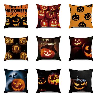 Halloween Theme Horror Pumpkin Bat Print Pattern Cushion Cover Home Living Room Sofa Decoration Square Throw Pillow Cover