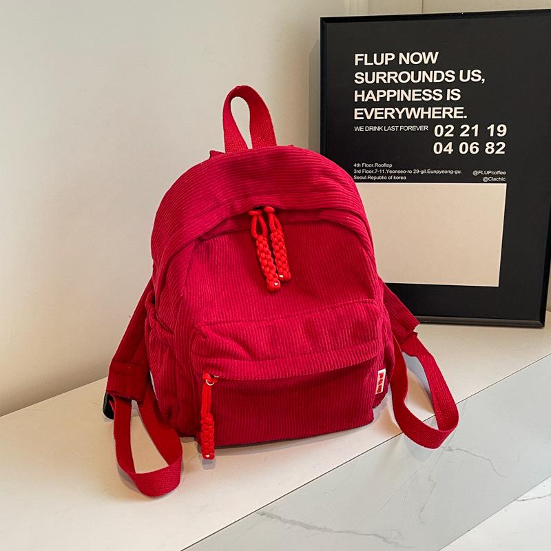 2025 New Fashion Women's Small Corduroy Double Shoulder Backpack