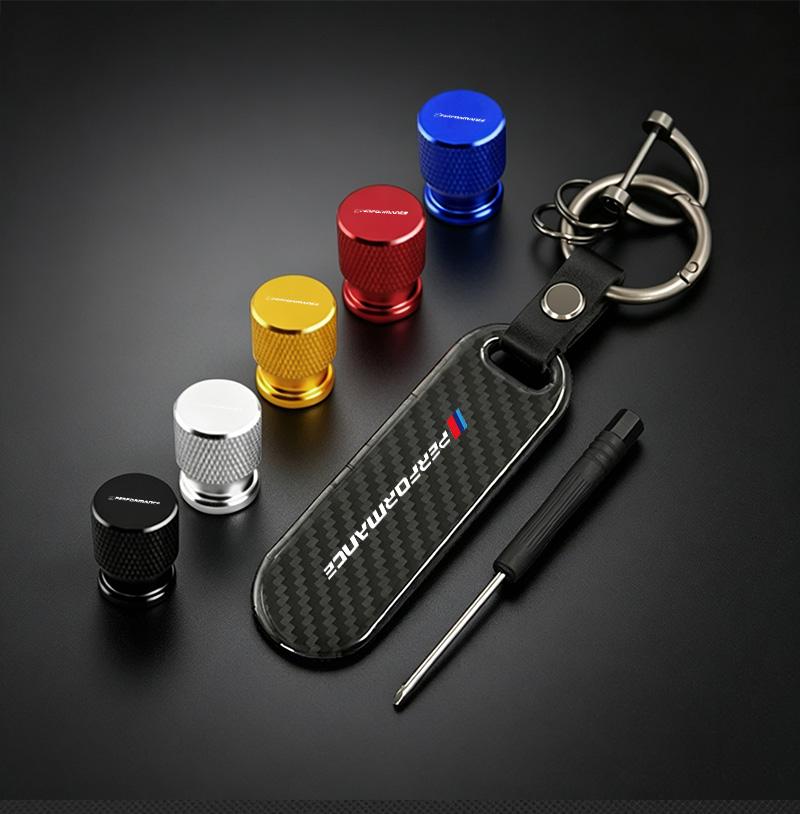Car Valve Caps Wheel Tires Air Tyre Stem Protective Cover And Car Keychain For BMW M Emblem E46 E36 E34 F10 E90 F30 E53 E30 E87