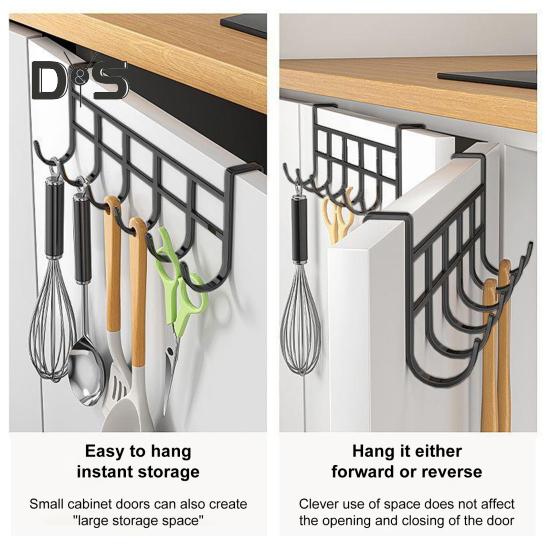 Storage Rack with 6 Hooks Sturdy Construction Strong Load-bearing Simple Installation Clothes Hanger Stainless Steel Hook