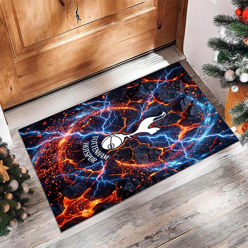 Tappeto in Flanella Stampato Tottenham Hotspur Antiscivolo Morbido Poliestere Tappeto per Pavimento Tappetino Decorativo per Interni per Camera da Letto Soggiorno Divano