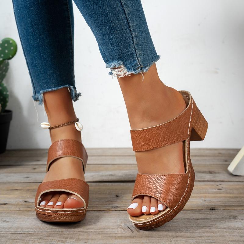 Women's Summer Wedge Open-Toe Slide Sandals, Breathable High-Heel Versatile Casual Footwear, Available In Large Sizes.
