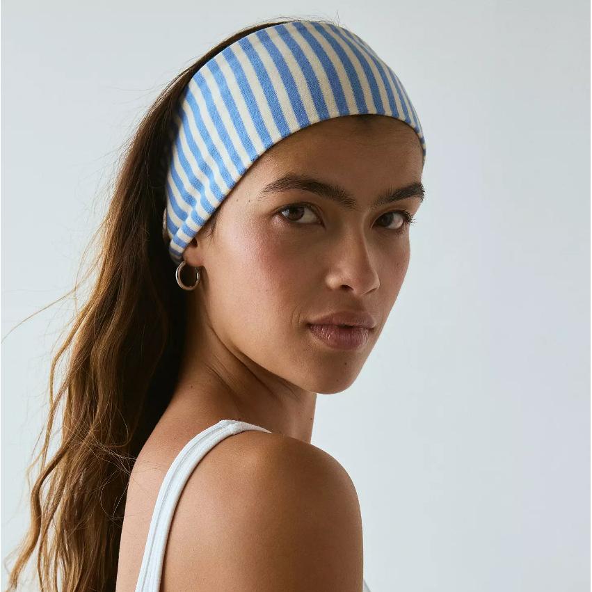 Fashion Women's Wide Headband Striped Print Hair Band  Elastic  Fitness Yoga Running Sweat-Wicking Wear Accessory