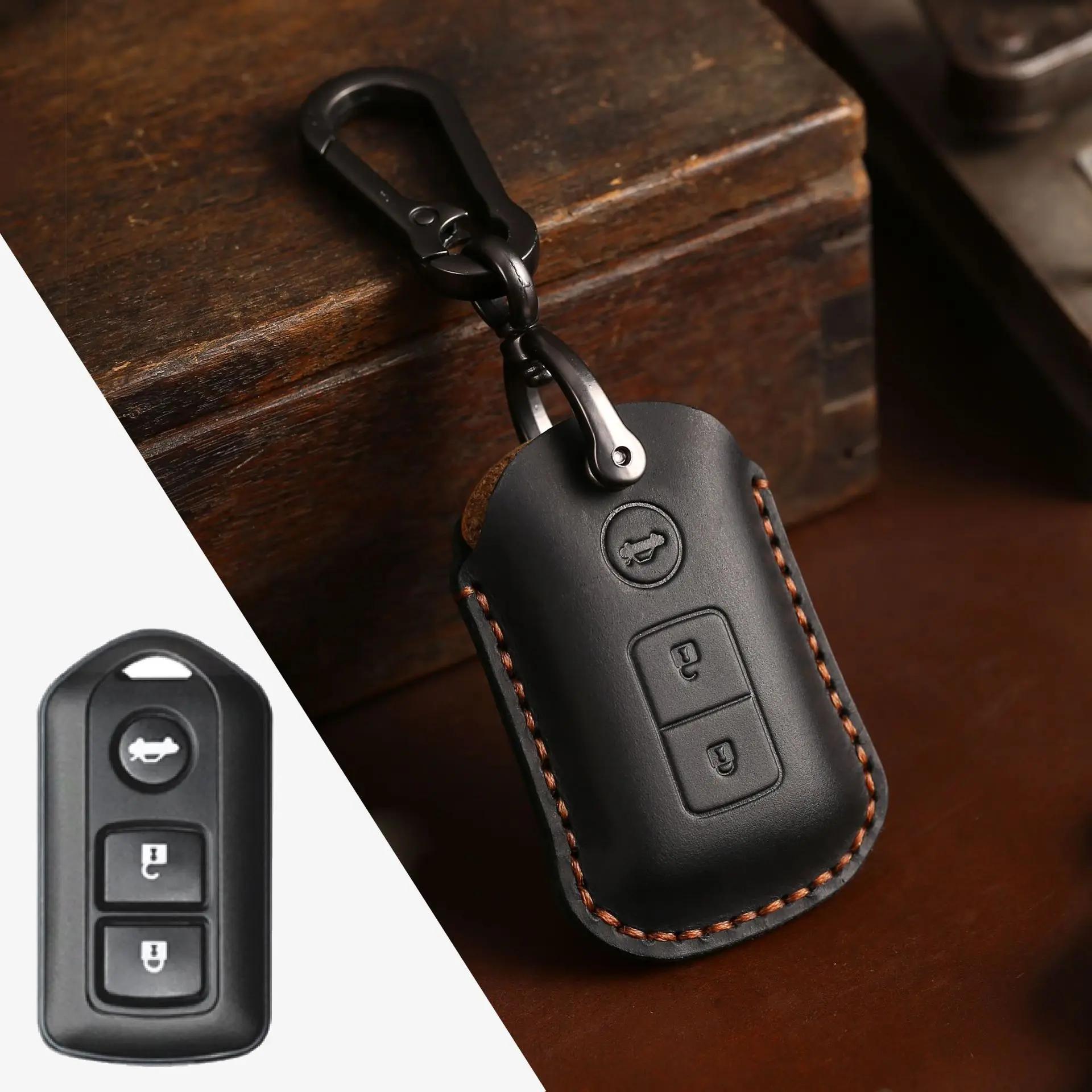 

3 Buttons Car Key Cover Holder Set for Toyota Highlander Camry Prado RAV Vios Yaris Leather Case Protector Keychain Accessories чорний
