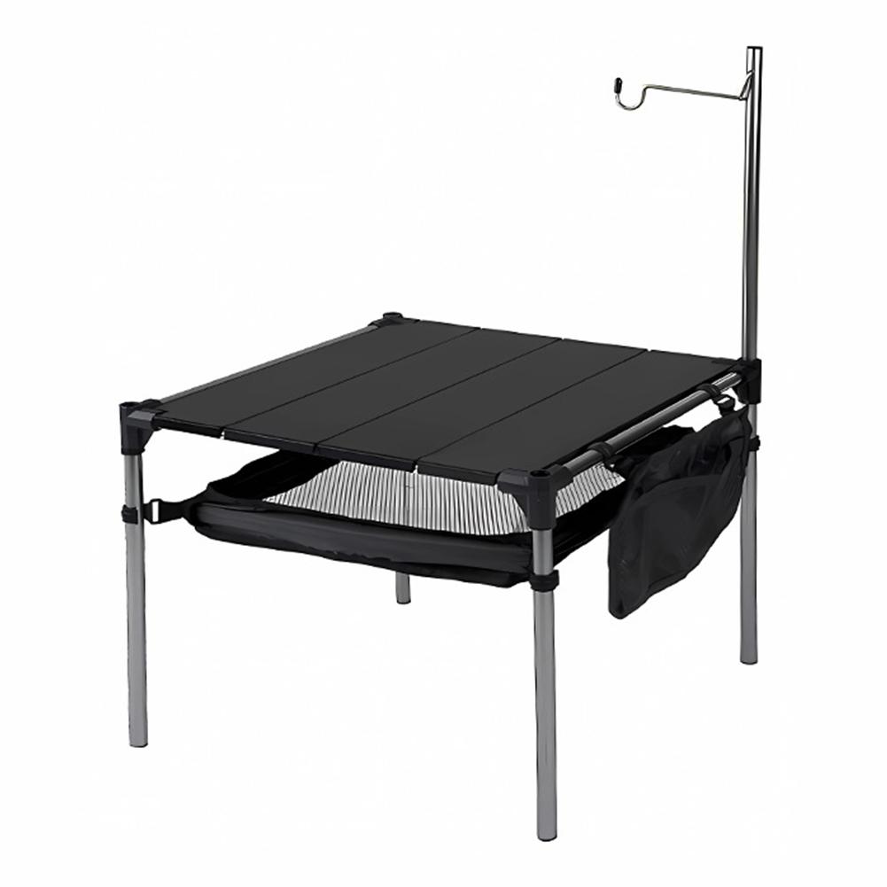 Camping Aluminum Alloy Table Outdoor Compact Folding Table with Light Pole Collapsible Picnic Table for Backyards Party Hiking