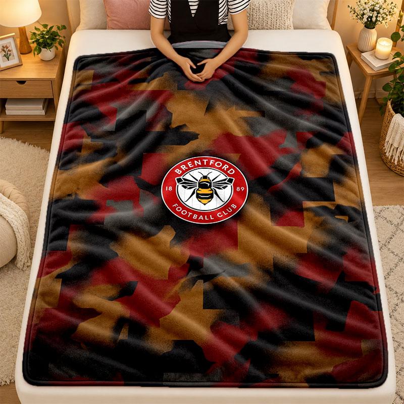 Coperta di FlanellaBrentford Football Calda Morbida Plaid per Uso Interno Divano Letto Soggiorno