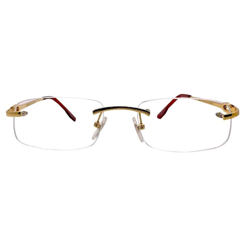 RSINC Rimless frame eyeglass Cart Metal Cup Gold Brown For Men & Women | Stylish  3603465 52-18-140 CART 1 METAL A2 3603465 52-18-140