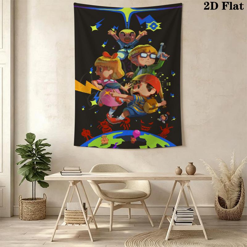 Retro Video Game Characters Pattern Home Decor Tapestry, Wall Hanging, Decorative RV Wall Cloth.XGT0914325