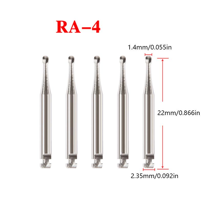 5Pcs/Box Dental Tungsten Carbide Burs Low Speed Round Ra Series For Dental Lab Or Clinic Shank Diameter 2.35Mm For Dentist