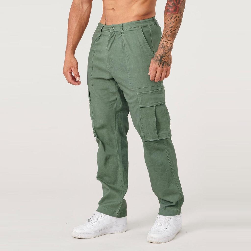 Herren Herbst Patchwork Cargo-Hose mit großen Taschen - Lässig, einfarbig, lockere Passform, schmaler Beinabschluss
