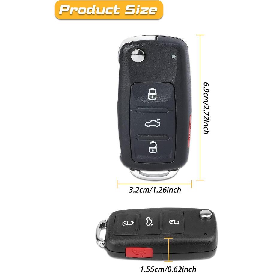 Key Fob Replacement Fits for 2012-2016 Volkswagen Beetle Passat/ 2011-2016 CC Eos Golf GTI Jetta Tiguan Touareg Keyless Entry Remote Control