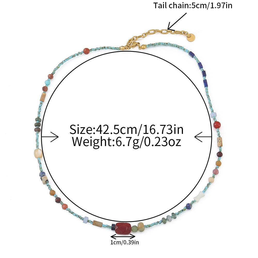 GEMCHIC Women s New Chinese Style Handmade Beaded Necklace with Turquoise and Agate