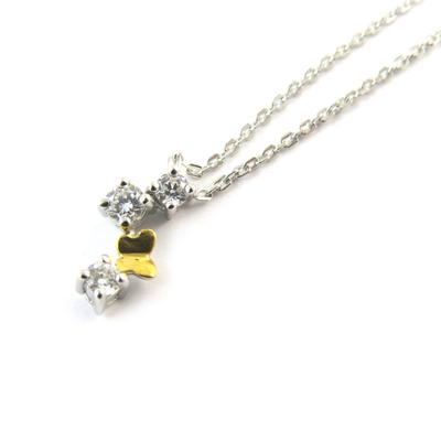 [N3274] - 2-tone 'Butterflies' Silver Necklace