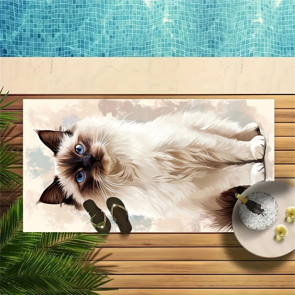 Oversized Ragdoll Cat Print Beach Towel Quick Dry Absorbent for Beach Pool Camping Summer Travel