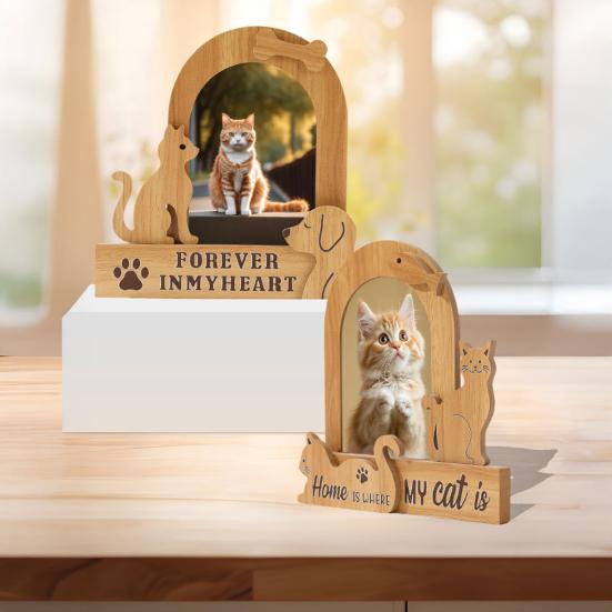 Hund Katzen Gedenk-Bilderrahmen Vintage Holz Tischplatten-Foto-Rahmen Beileidsgeschenke für den Verlust eines geliebten Haustiers