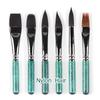 Portable Travel Watercolor Brushes 6 pcs Short Handles Squirrel Paint Brush with PU Bag for Watercolor Painiting Gouache