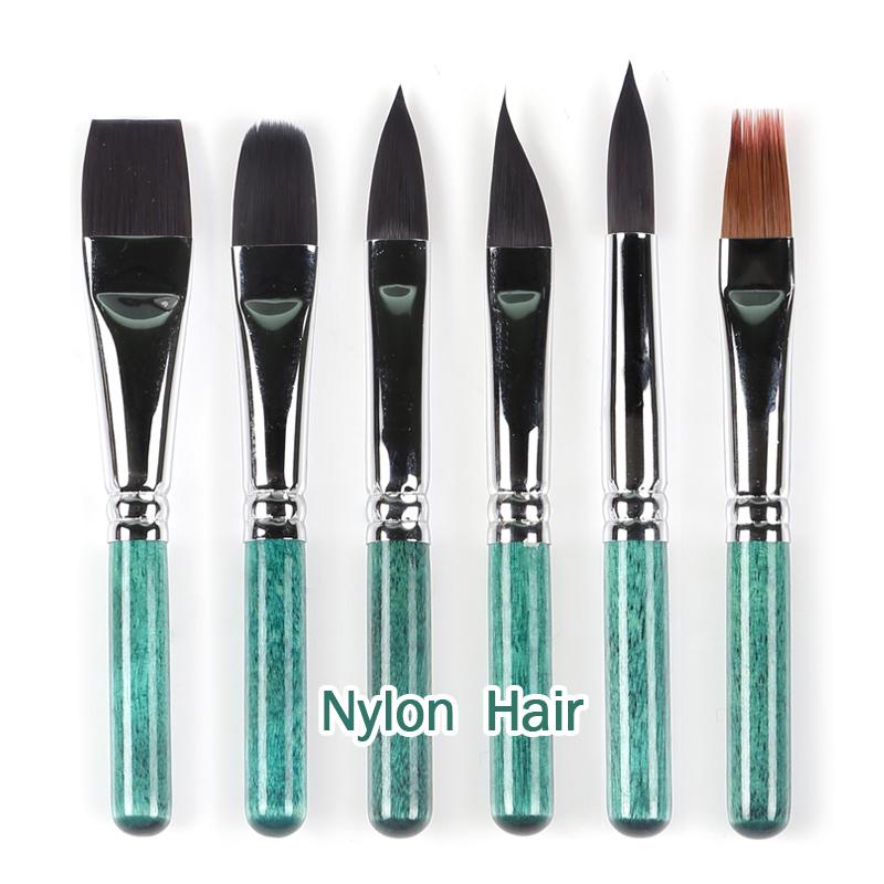 Portable Travel Watercolor Brushes 6 pcs Short Handles Squirrel Paint Brush with PU Bag for Watercolor Painiting Gouache