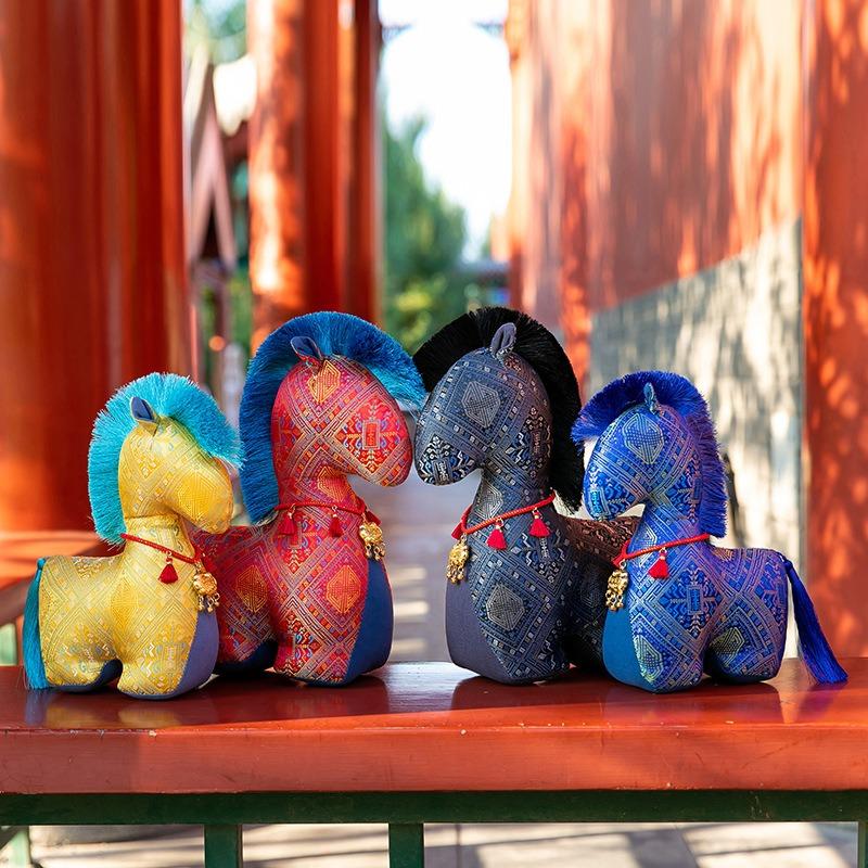 Orse Mascot Plush Toy Zodiac Horse Doll Ethnic Style Flower Cloth Pony Doll Gift Cloth Doll