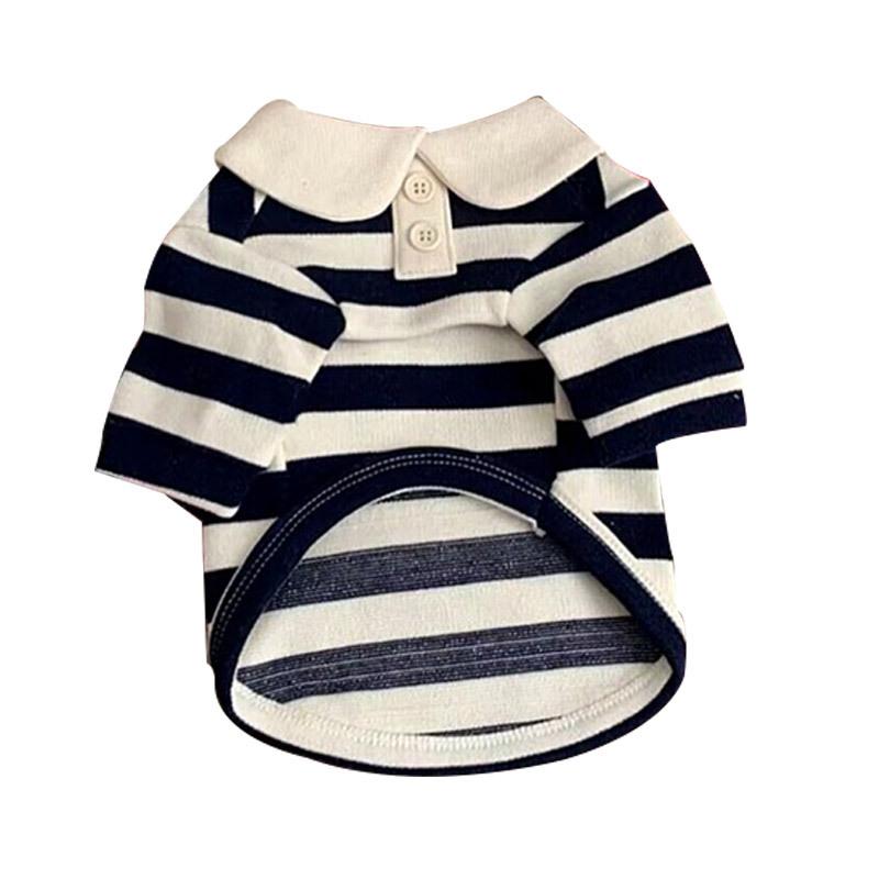 Spring and Summer Striped POLO Shirt Thin Teddy Bigbear Schnauzer Small Puppy Cat Pet Cat Puppy Dog Clothes