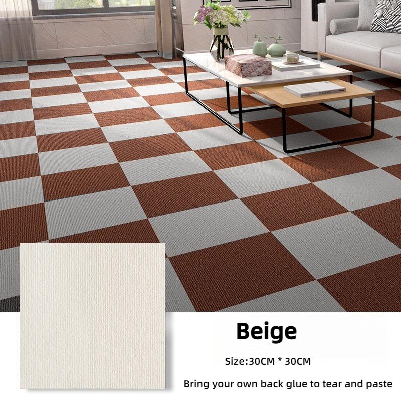 Square Self-Adhesive Carpet Tiles for Office and Home, Non-Slip Foam Backed Polyester Carpet, Solid Color Pattern , Office and Porch Decoration