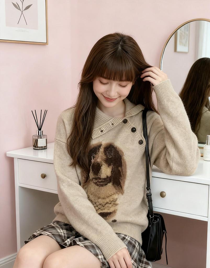 Women's Retro Dachshund Knit Sweater - Cute, Stylish, and Unique.